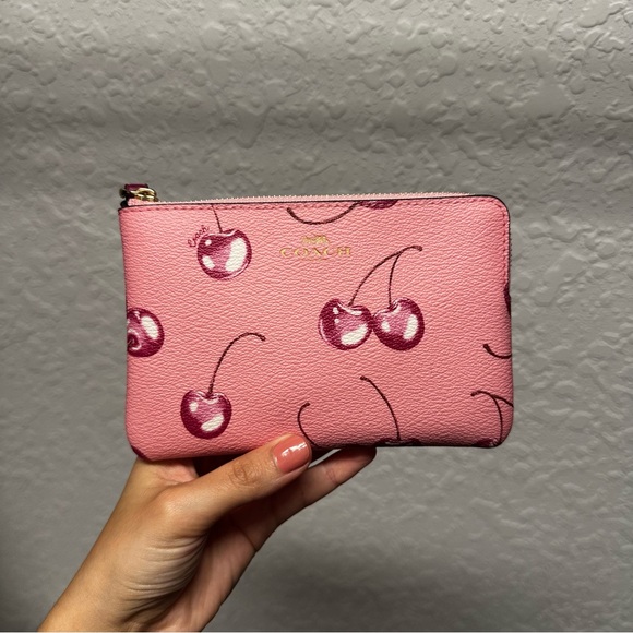 Coach Handbags - Coach Cherry Corner Zip Wristlet